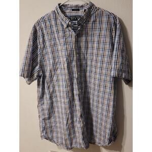 Rye Short Sleeve Shirt Mens XL Tall Checkered Print Button Down Collared